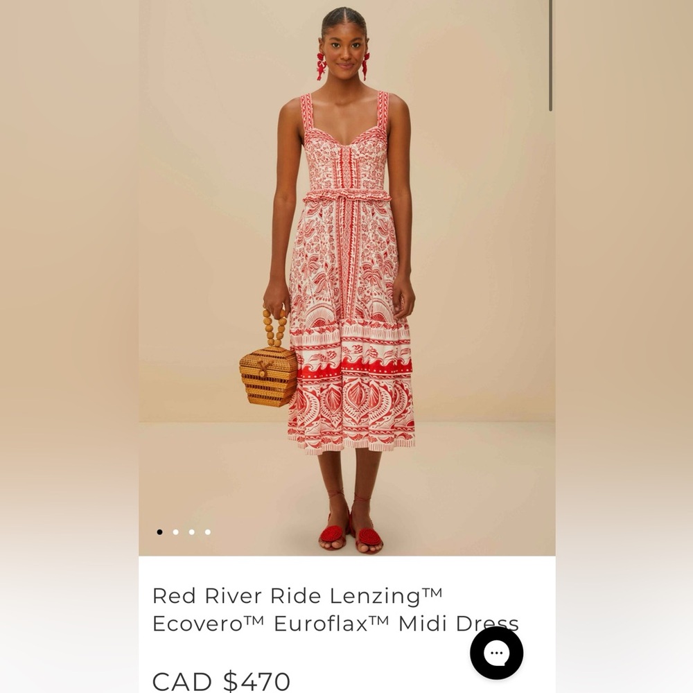 FARM Rio Red and White Midi Dress